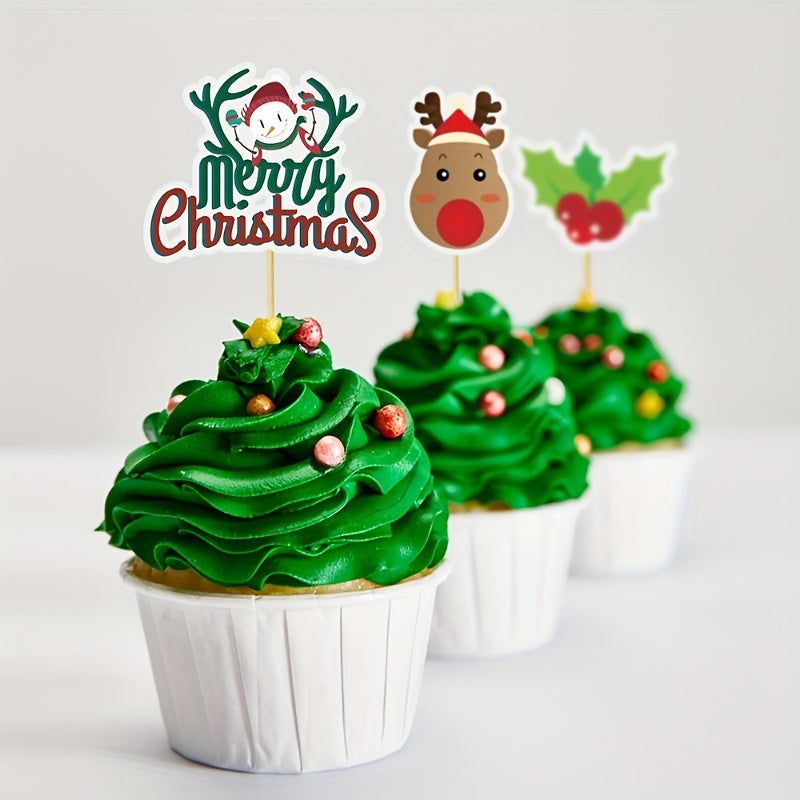 15pcs Christmas Cake Paper Decoration Inserts Party Set