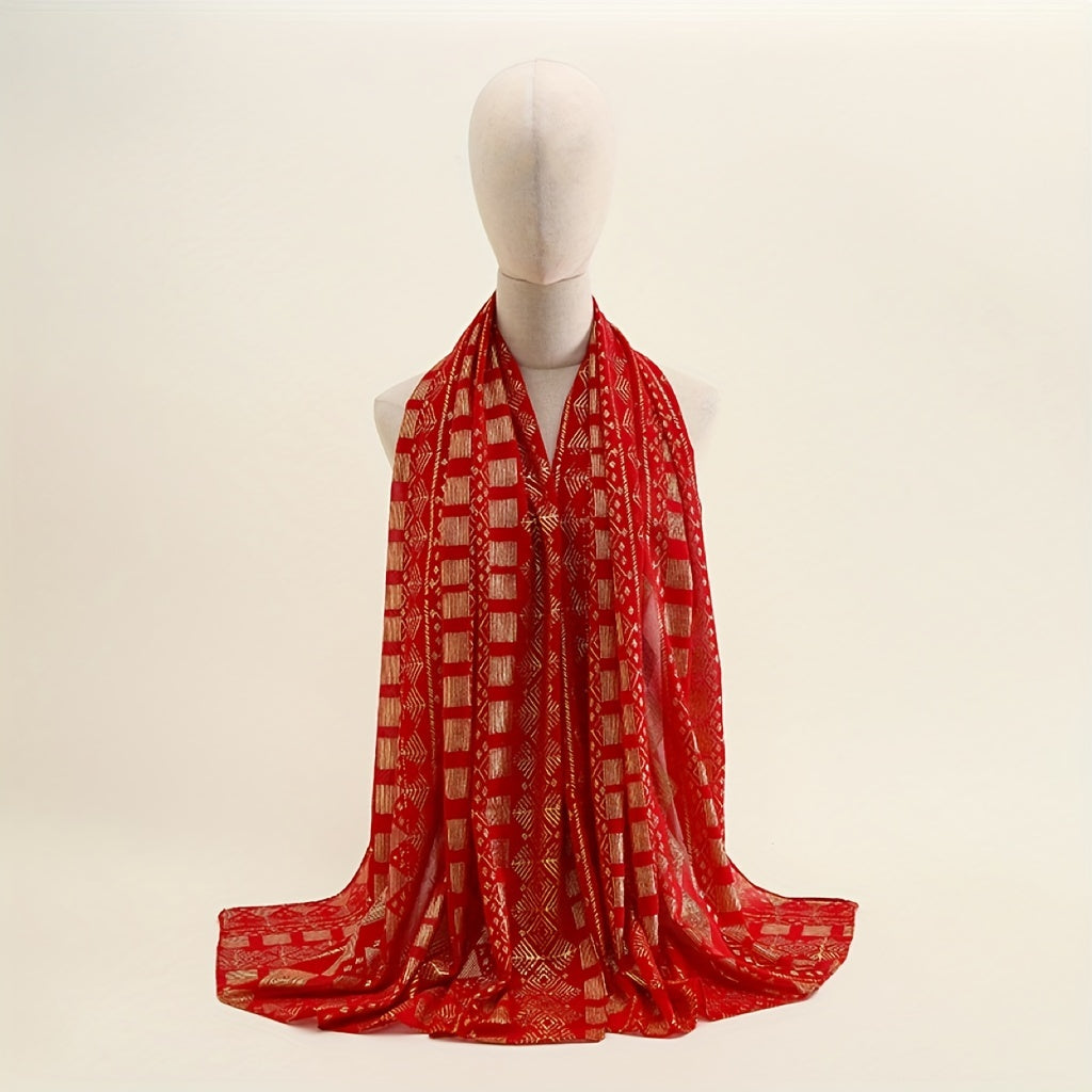 Boho Red Scarf Vintage Shawl Chiffon Wrap