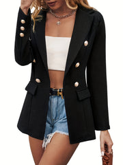 Double Breasted Blazer Long Sleeve Work Office Outerwear