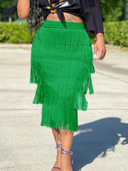 Tassel Layered Skirt High Waist Casual Spring Summer Women's Clothing
