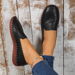 Women's Hollow Solid Loafers Slip on Shoes Lightweight Casual