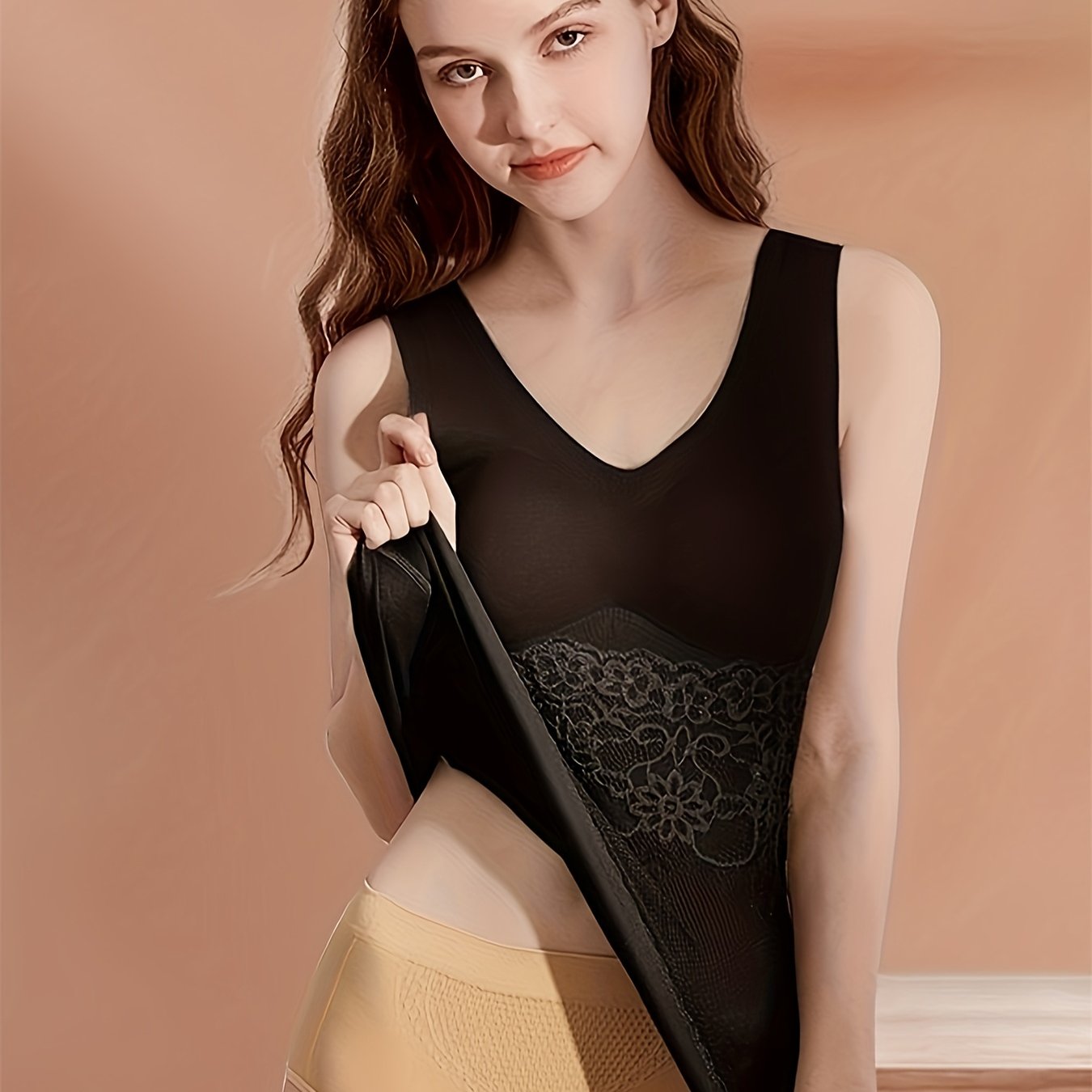 Floral Pattern Tank Top V-Neck Sleeveless Thermal Top