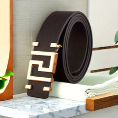 Geometry Letter Alloy Button down Casual Denim Leather Belt For Men