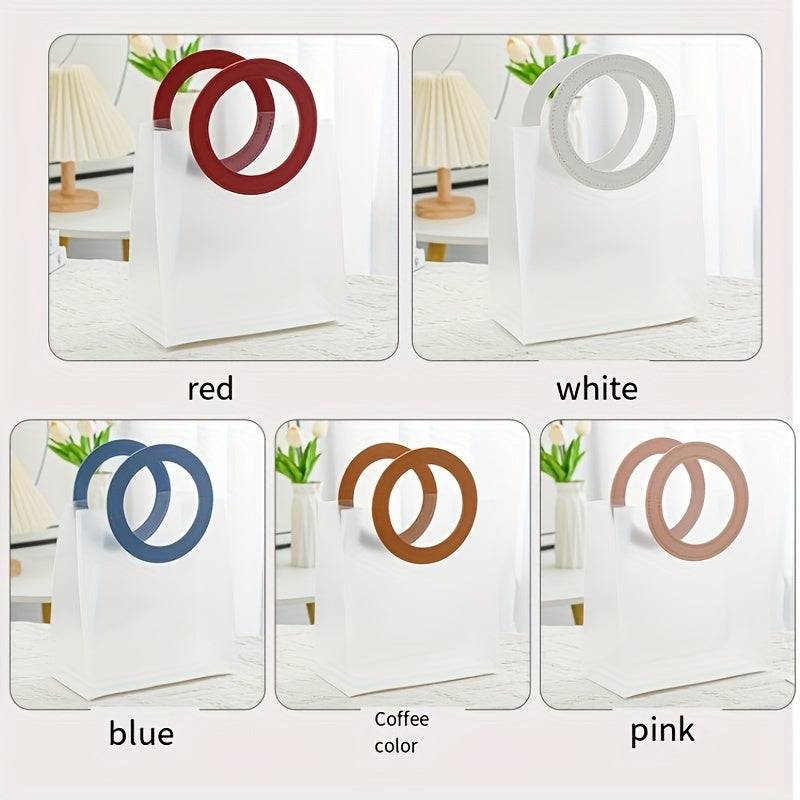 12pcs Frosted Round Tote Bag Flowers Gift Bag Wedding Christmas