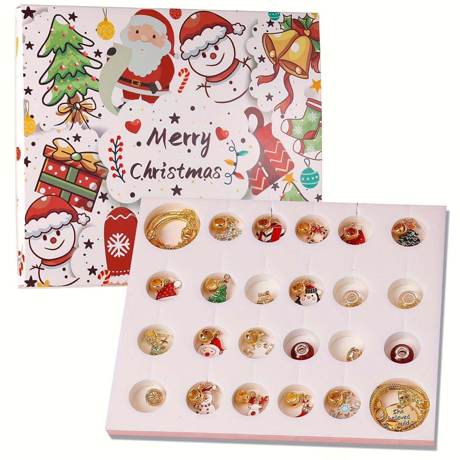 Christmas Advent Calendar DIY Bracelet Making Kit, Christmas Tree Bracelet Gift