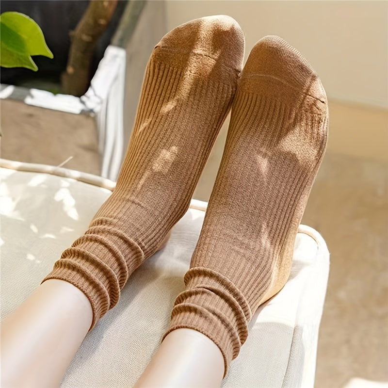 6 Pairs Solid Socks Comfy & Breathable Women's Stockings & Hosiery
