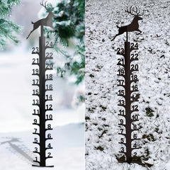 Elk Snow Gauge Garden Stake Christmas Deer Metal Snow Depth Measuring Ruler