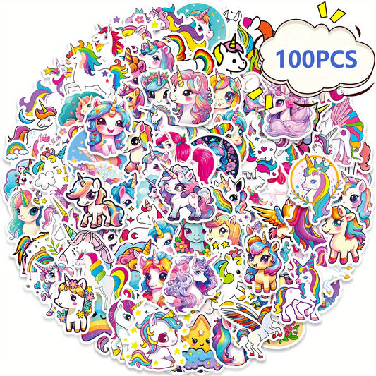 100pcs Rainbow Horse Cartoon Unicorn Stickers