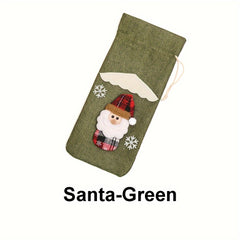 Christmas Wine Bottle Cover Bag Drawstring Sleeve Decoration