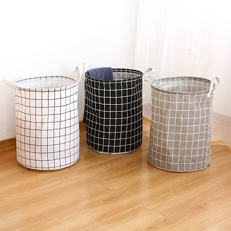 Print Laundry Basket Portable Foldable Home Storage Bag Cotton Linen Hamper