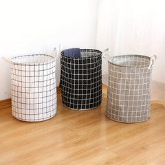 Print Laundry Basket Portable Foldable Home Storage Bag Cotton Linen Hamper