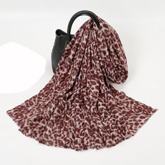 Leopard Print Short Tassel Scarf Warm Shawl