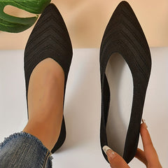 Women's Pointed Toe Ballet Flats Slip On Knit Shoes