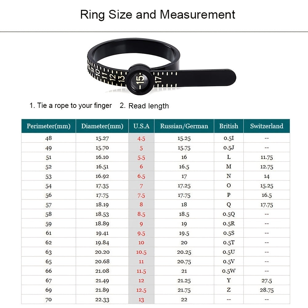Plastic Ring Sizer Finger Gauge Tester Magnified Glass Jewellery Measure Tool