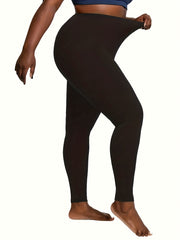 Casual Leggings Women's Plus Solid Elastic High Rise Leggings