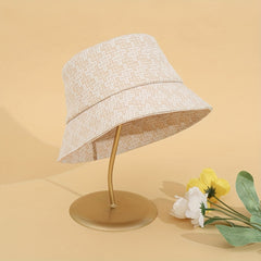 Classic Embossed Bucket Hat Khaki Sunscreen Basin Hat Women Travel Beach Hats