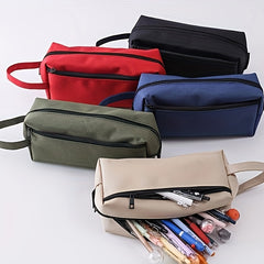 Large Capacity Double Zipper Pencil Case Pure Oxford Cloth Stationery Bag