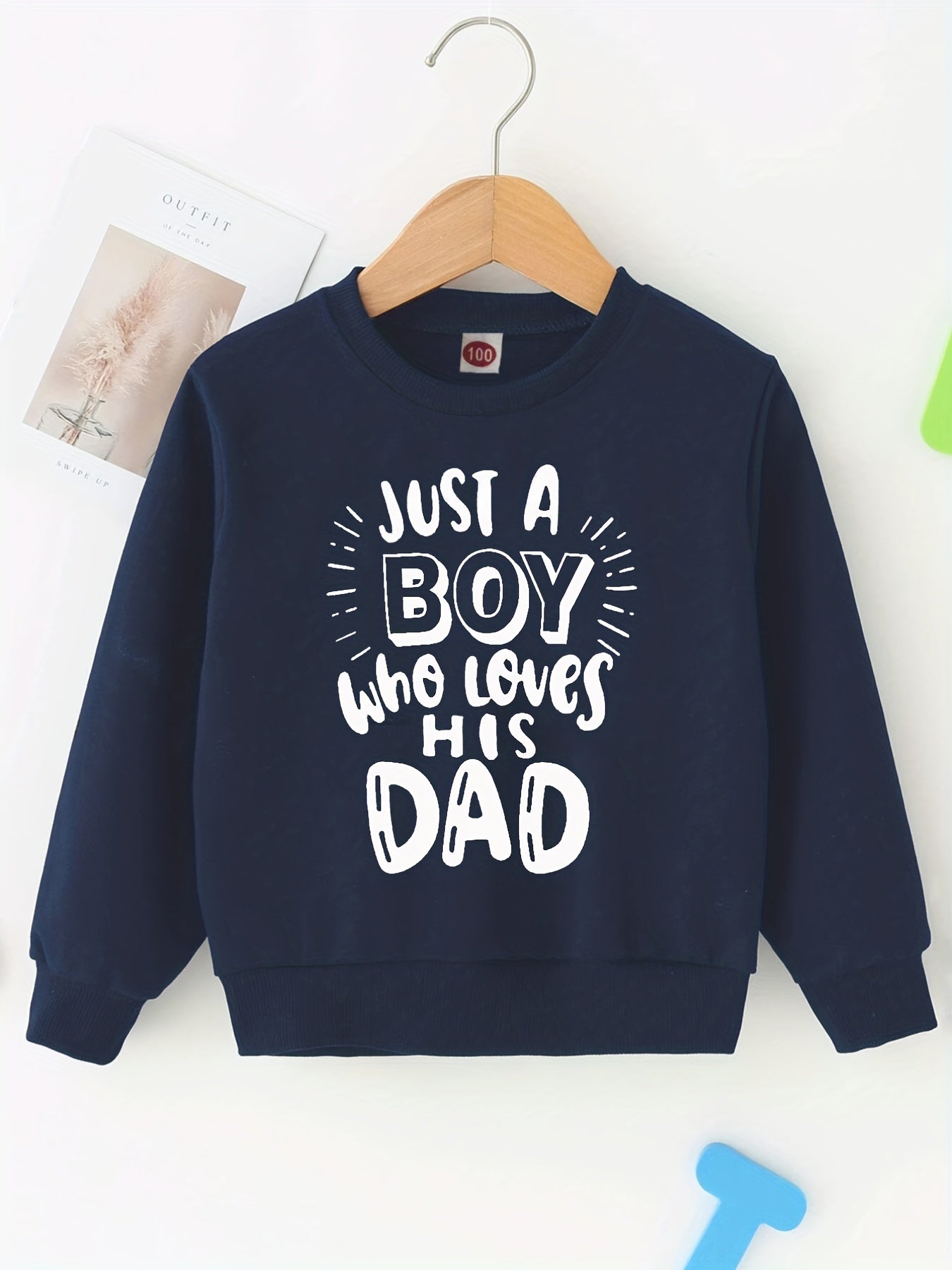 KID'S DAD LOVE Letter Print Crew Neck Sweatshirt