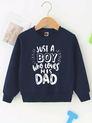 KID'S DAD LOVE Letter Print Crew Neck Sweatshirt