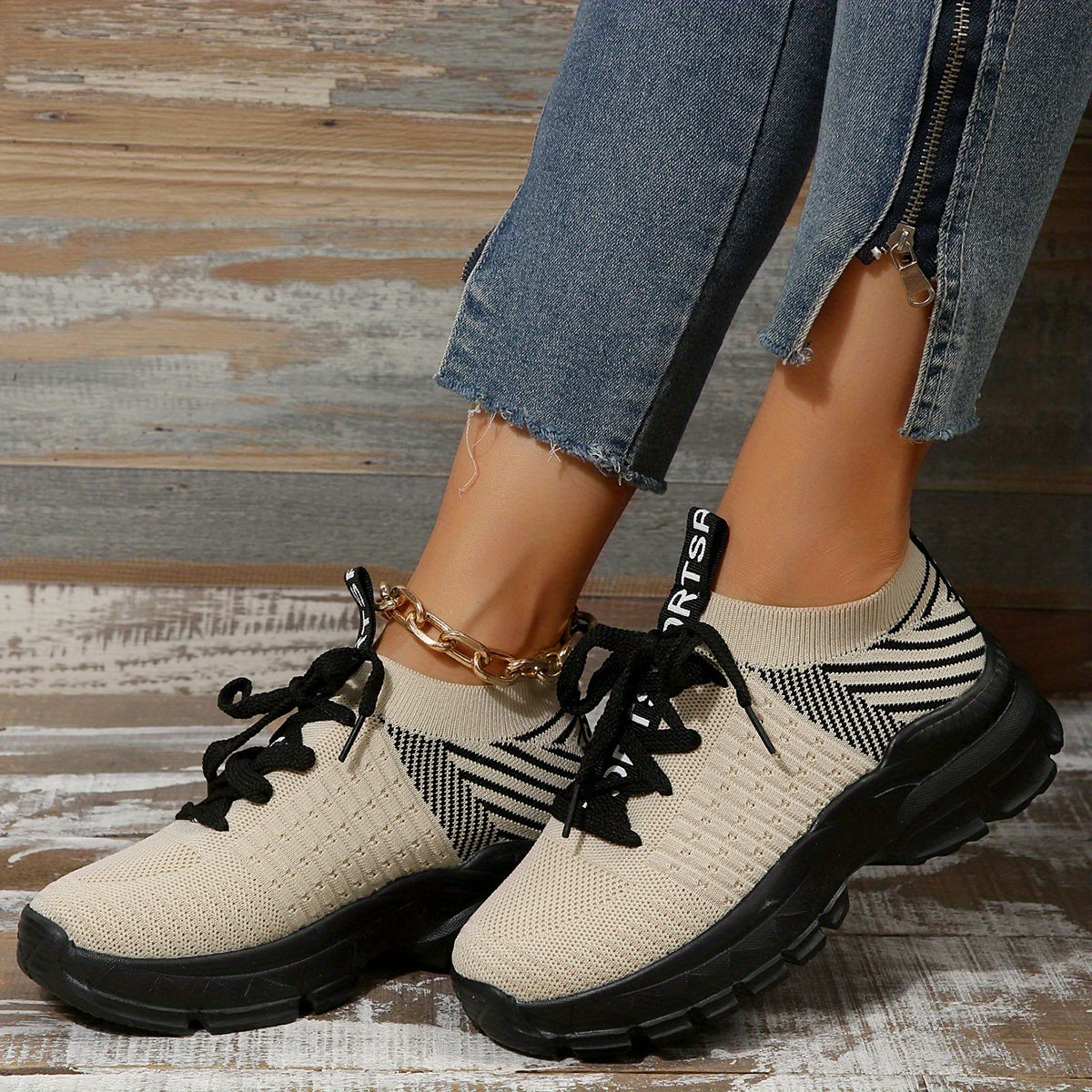 Women's Shockproof Running Shoes Lightweight Breathable Woven Sneakers