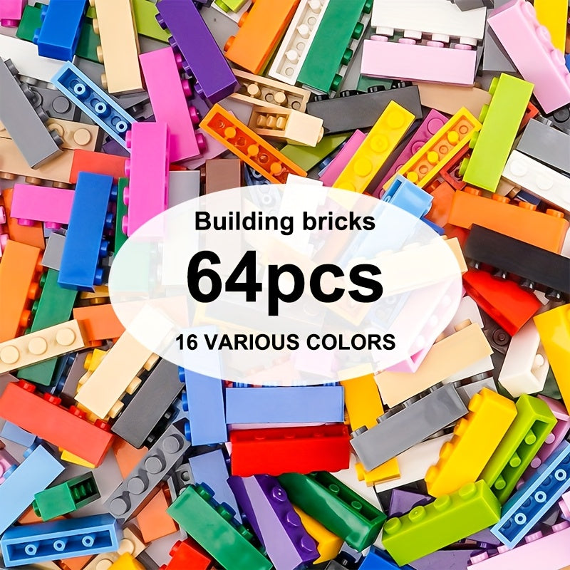 64pcs 1X4 High Bricks for Building Blocks Educational Toys for Kids
