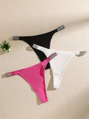 3 Pack Plus Size Sexy Panties Set Women's Plus Low Waisted Seamless Thongs