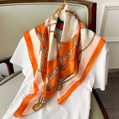 Printed Imitation Silk Scarf Muslim Bag Head Wrap Lightweight Neck Scarfs