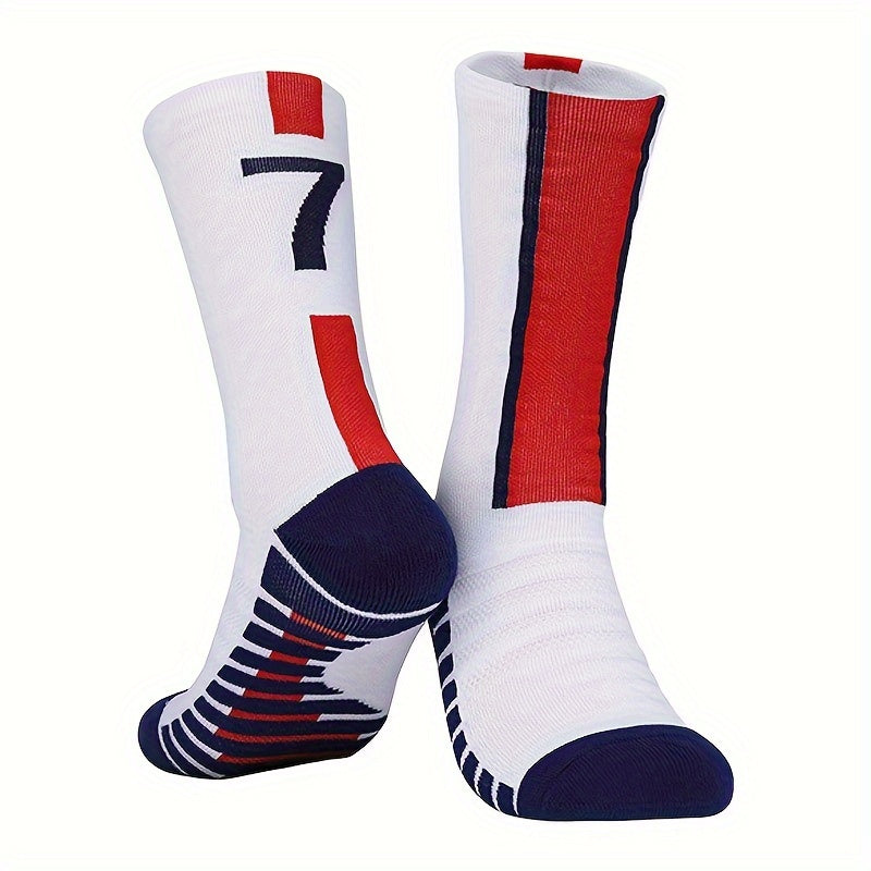 Men's Non-Slip Football Socks Thick Sweat-Absorbing Mid Calf Sports Socks
