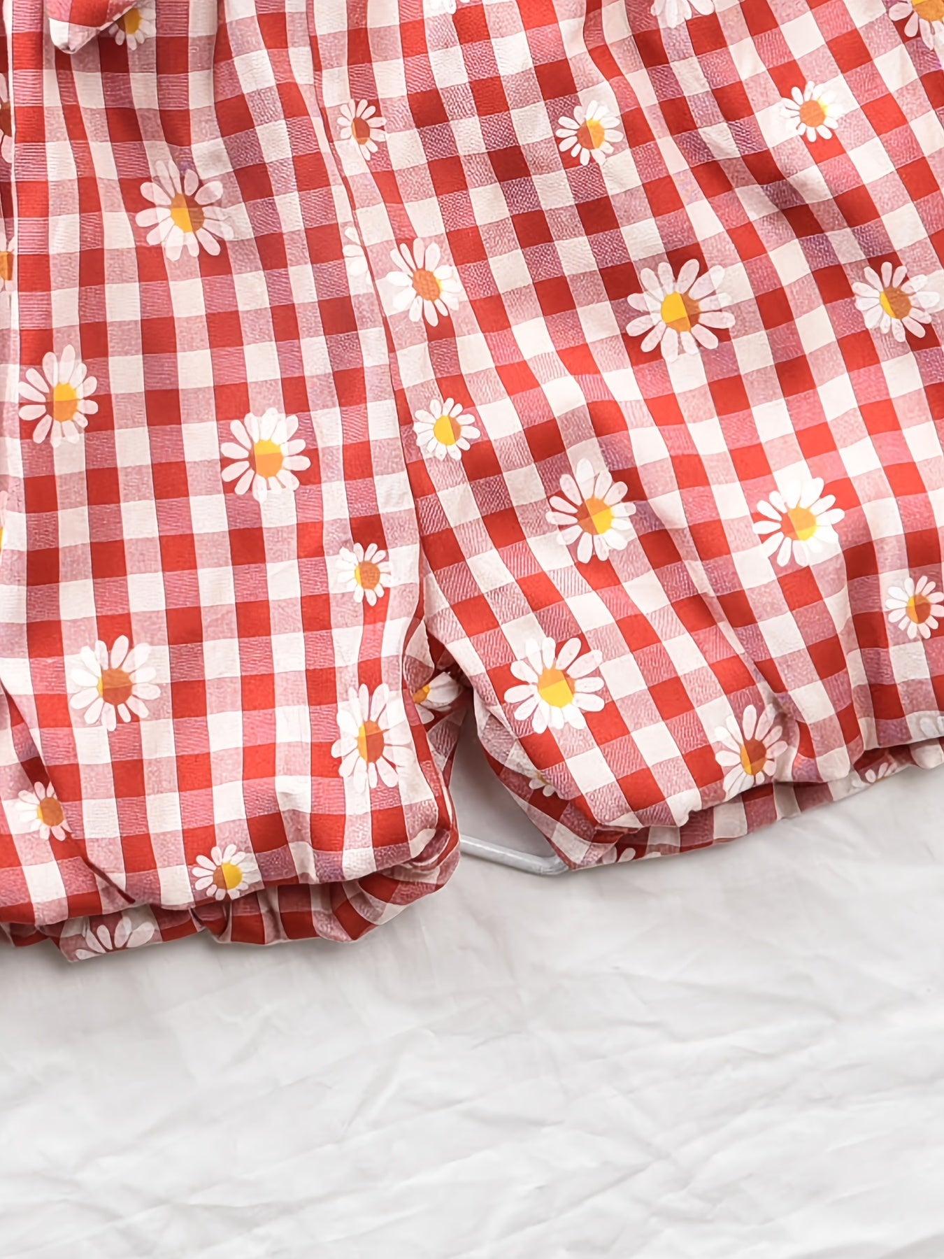 Girls Plaid Daisy Bow Elastic Waist Shorts Kids Summer Clothes