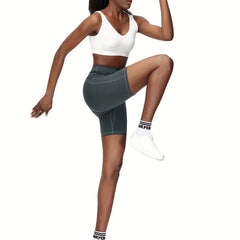 High Waisted Biker Shorts with Pockets for Women