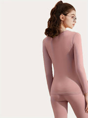 Women's Thermal Underwear Set Long Sleeve Crew Neck Tops & Pants