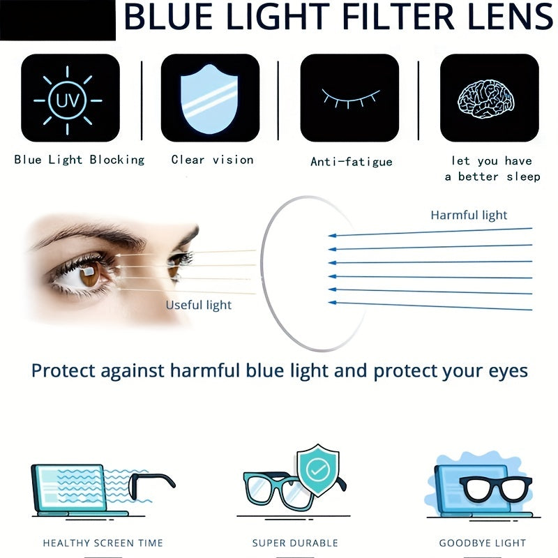 Men's Blue Light Blocking Glasses Metal Frame Computer Readers