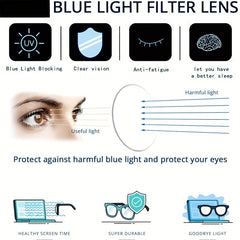 Men's Blue Light Blocking Glasses Metal Frame Computer Readers