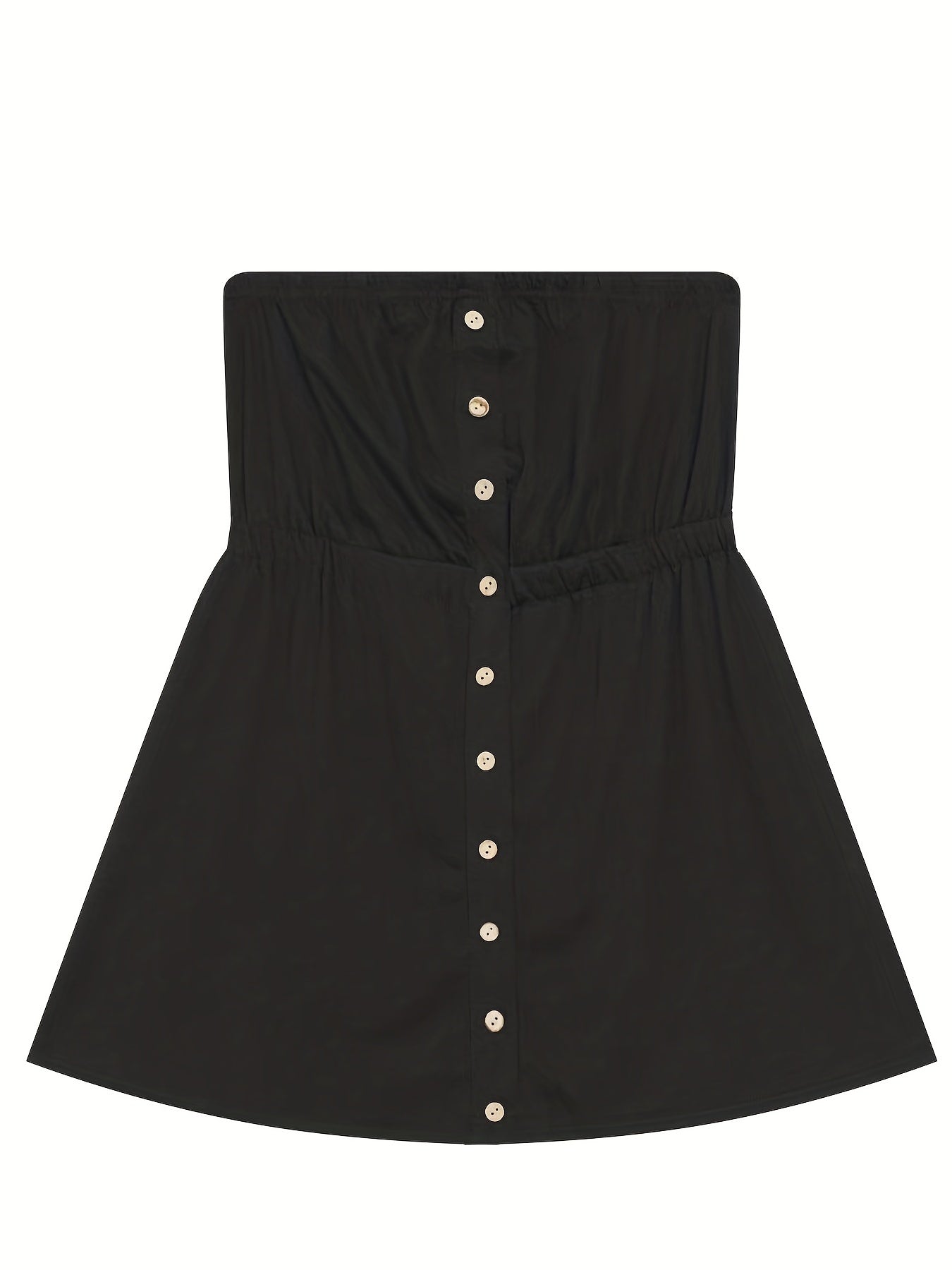 Button Detail Pleated Tube Top Casual Summer Sleeveless Top