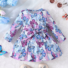 Baby Girls Butterfly Print Long Sleeve Dress