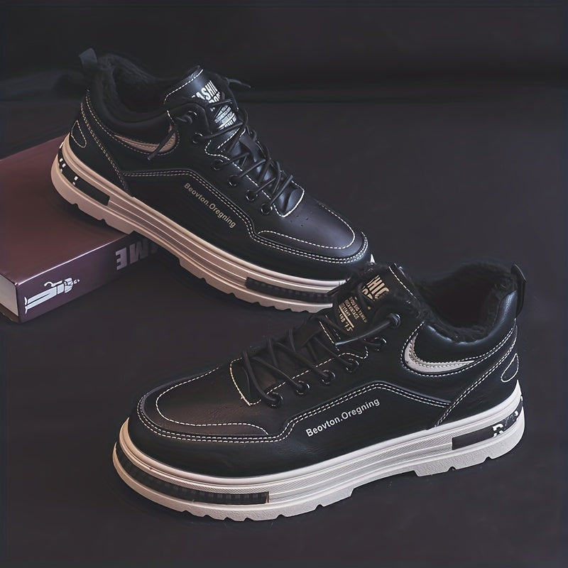 Men's Fuzz Lined Lace-up Ankle Boots - Casual Walking Shoes