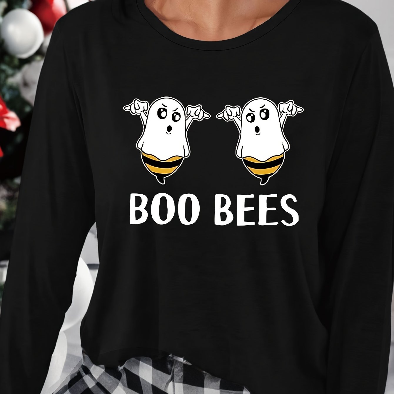 Bee Print Long Sleeve Lounge Top
