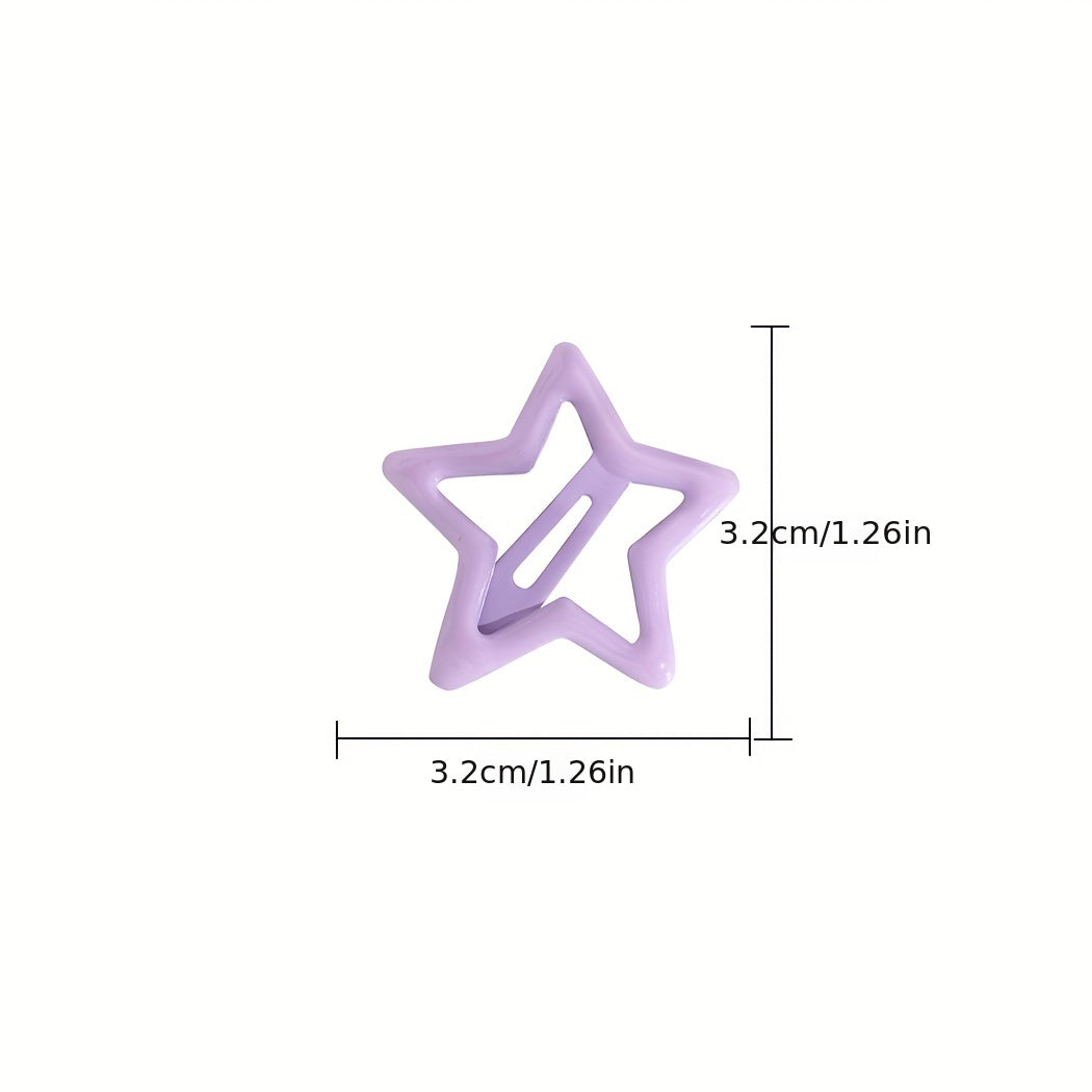12pcs Cartoon Star Hair Clips for Girls & Kids