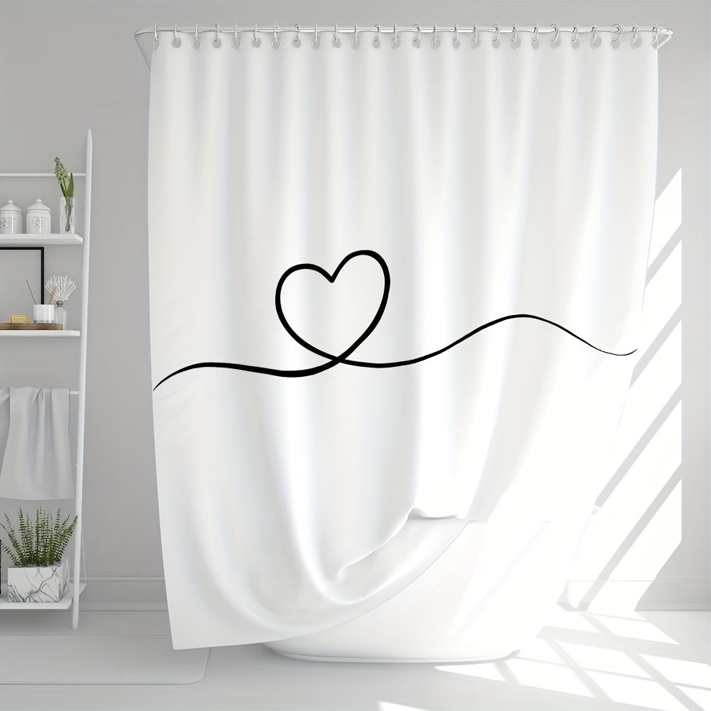 Waterproof Love Shower Curtain with 12 Hooks