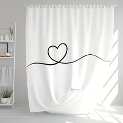 Waterproof Love Shower Curtain with 12 Hooks