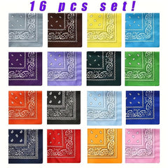 16 Pcs Cashew Paisley Square Scarf Set Sporty Style