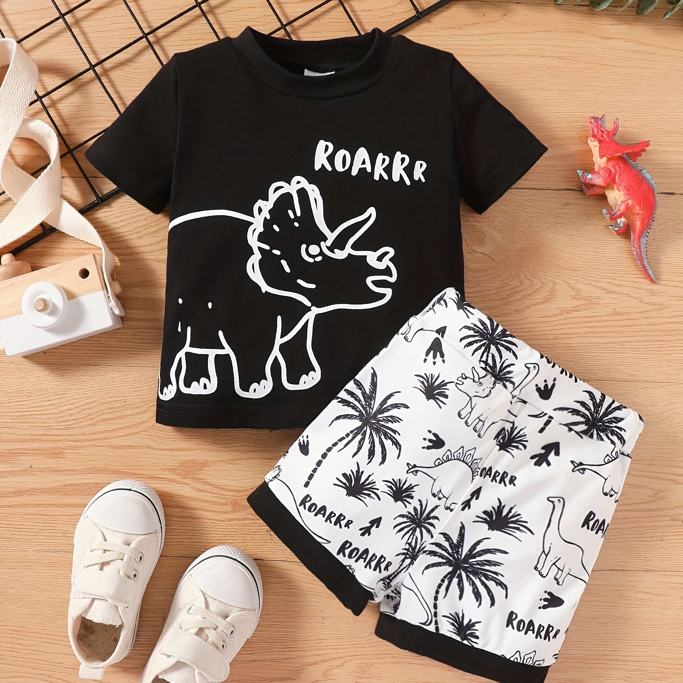 Boys Dinosaur T Shirt & Shorts Set for Summer