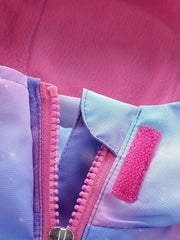 Girls' Warm Fleece Hooded Jacket with Reflective Strip