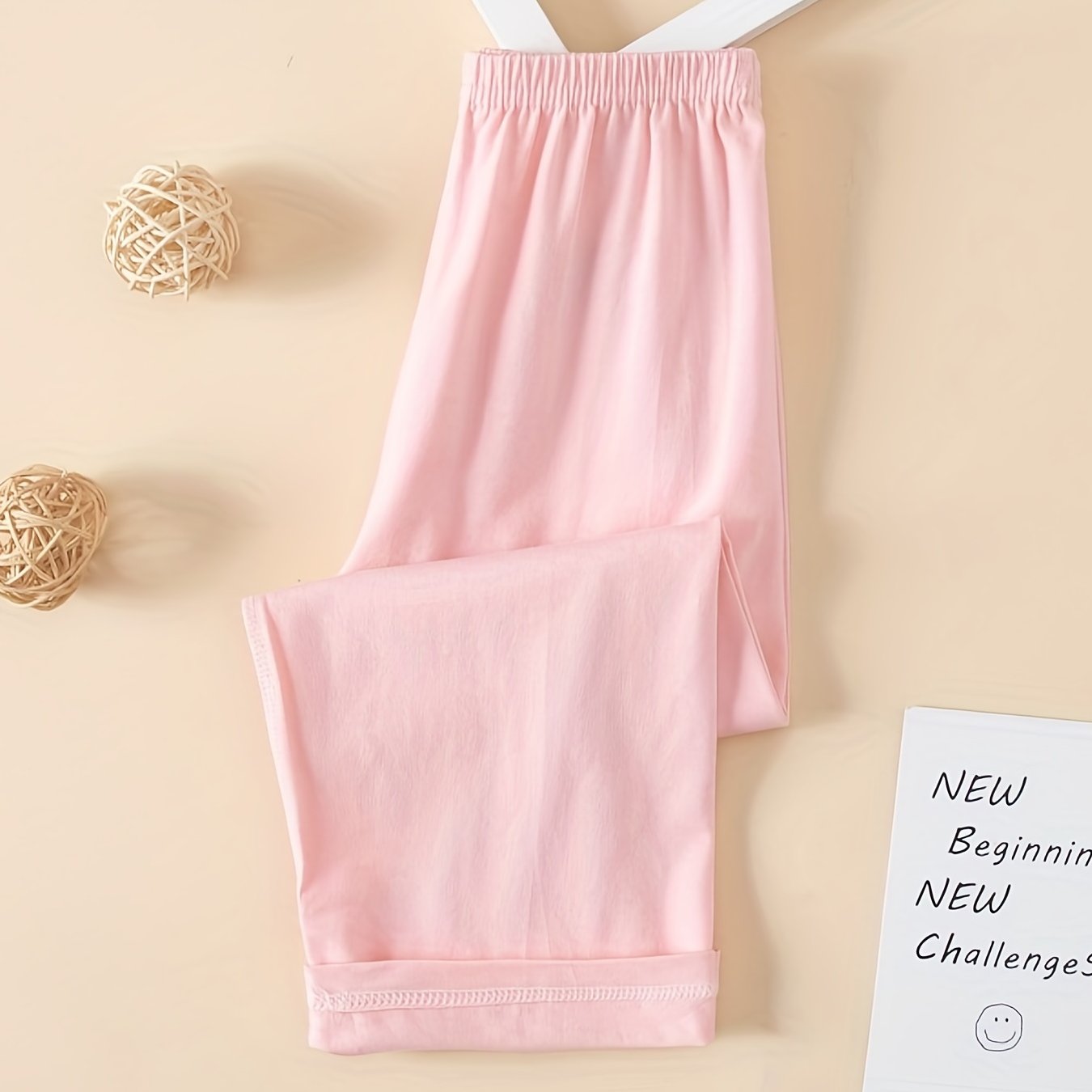 Girls Stripe Print Elastic Waist Trousers Loungewear