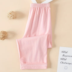 Girls Stripe Print Elastic Waist Trousers Loungewear