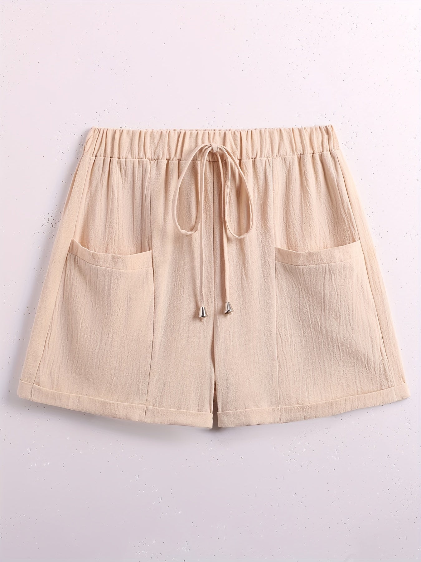 Solid Dual Pockets Drawstring Shorts for Women
