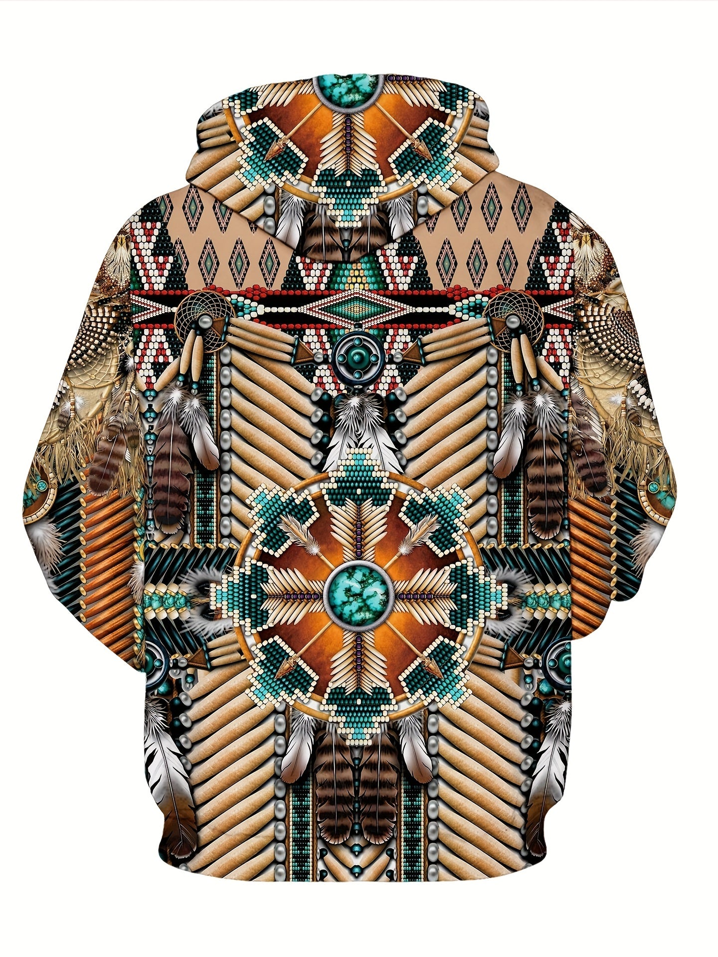 Boho Graphic Print Hoodie Vintage Drawstring Sweatshirt