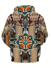 Boho Graphic Print Hoodie Vintage Drawstring Sweatshirt
