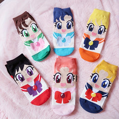 6 Pairs Cartoon Socks & Funny Crew Short Stockings Women's Hosiery