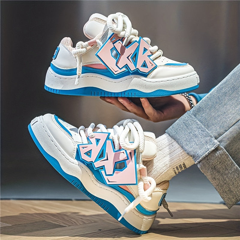 Men's Lace Print Lace Up Sneakers Casual Walking Shoes